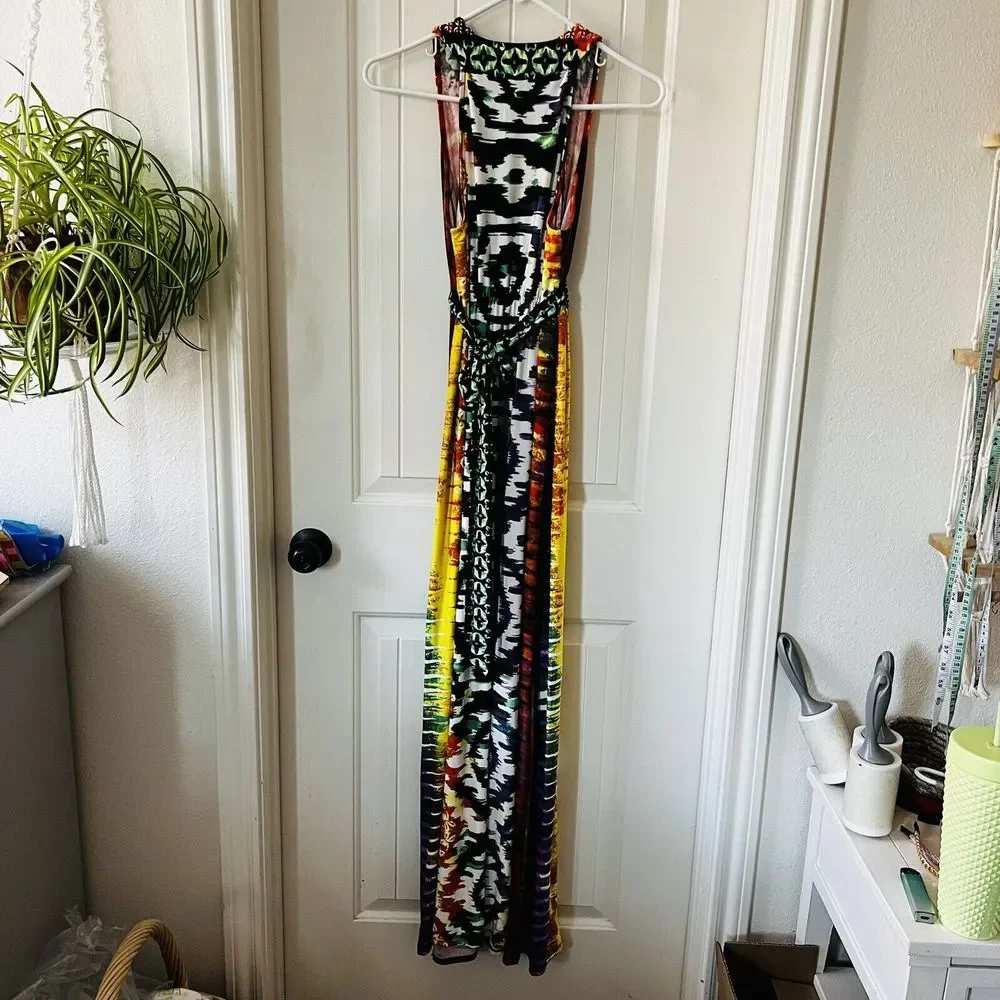 Roz & Ali Sleeveless Embellished Beaded Maxi Dress Plus Size 10 Multicolor - Picture 8 of 15